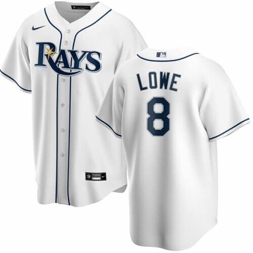 Men's White Tampa Bay Rays #8 Brandon Lowe Cool Base Stitched Baseball Jersey